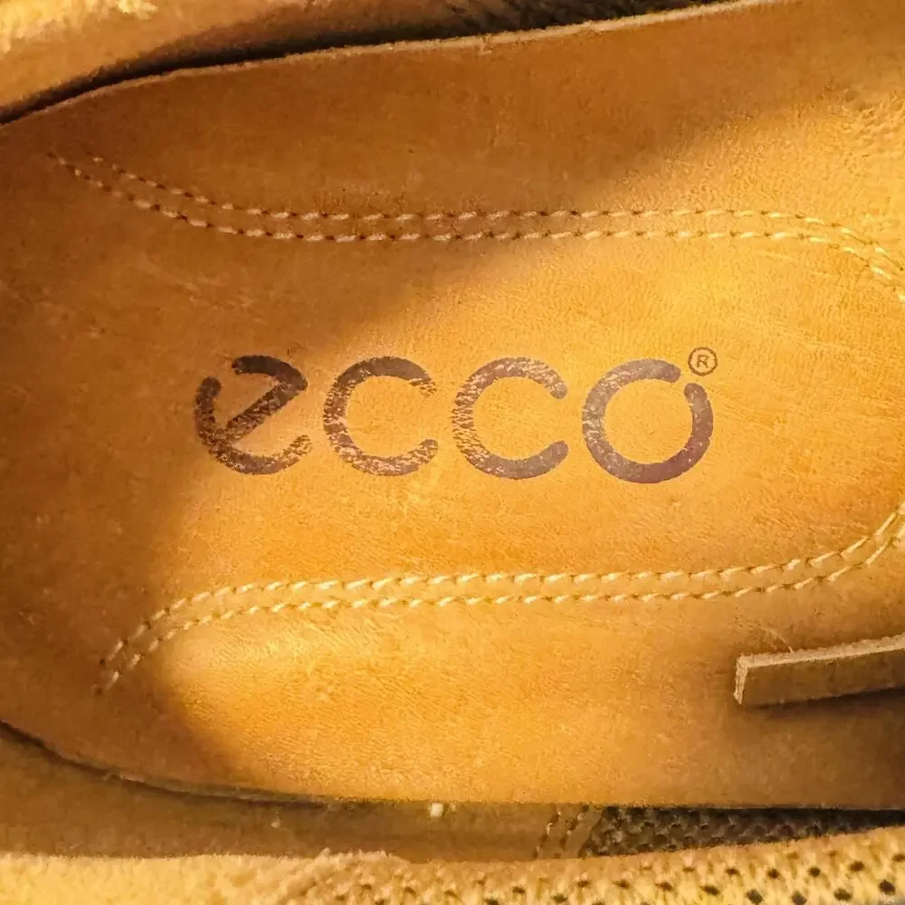 ECCO Shoes Mens 10.5 Blue Nubuck Eisner Boat Deck Moc Toe Casual Comfort Walking